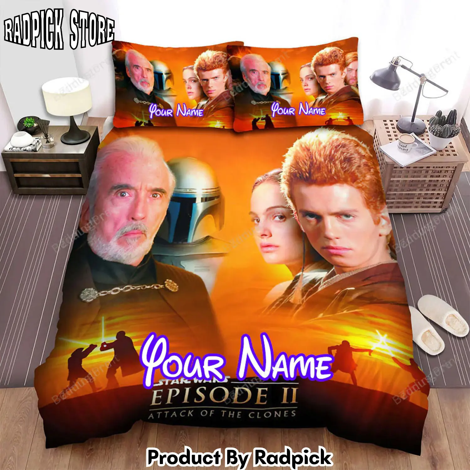 Radpick star wars episode ii attack of the clones sunset movie poster bed sheets duvet cover personalized name bedding sets rp3271961
